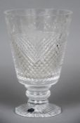 A Stuart cut lead crystal trophy vase Engraved with a horse and jockey and inscribed Dunstall Park