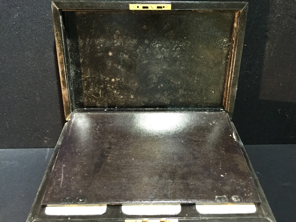 A Victorian leather stationery box by Needs & Co. - Image 13 of 15