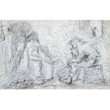 Attributed to THOMAS ROWLANDSON (1756-1827) British Figural Study Pencil 18.5 x 11.