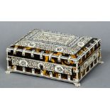A 19th century Anglo-Indian bone mounted tortoiseshell casket The mounted panels intricately worked
