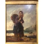 G J BARNES (19th century) British The Fisherman's Daughter Oil on board Signed 32 x 40.