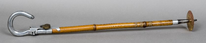 A Victorian bamboo shooting stick With presentation inscription to J I Royds,