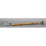 A Victorian bamboo shooting stick With presentation inscription to J I Royds,