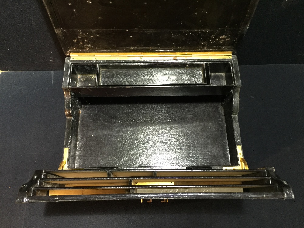 A Victorian leather stationery box by Needs & Co. - Image 14 of 15