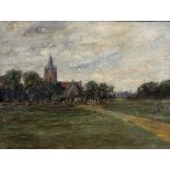 MORTIMER MEMPES (1855-1939) Thames Valley Church Oil on canvas Signed, inscribed to verso 54.