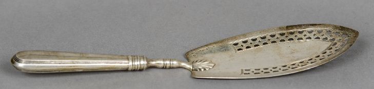 A 19th century Russian silver fish slice, various marks including 84 Zolotniks,