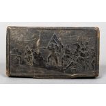A 19th century French pressed horn snuff box Of hinged rectangular form,