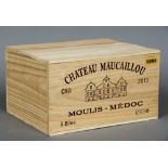 Chateau Maucaillou Moulis-Medoc, 2013 Six bottles in old wooden case.