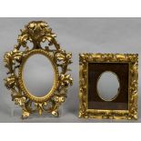 A carved giltwood Florentine frame Worked with acanthus scrolls; together with another.