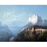 CONRAD SCHREIBER (1816-1894) German Mountainous Landscape With Steam Trains and