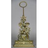 A 19th century brass doorstop Cast with a pastoral scene. 42 cm high.