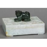 A Chinese carved jade box Of hinged rectangular form,