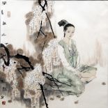 JAING CHAO (born 1958) Chinese Autumn Watercolour 100 x 100 cm,