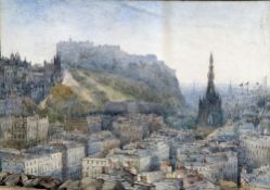 F S FULLAGAR (20th century) British View of Edinburgh Castle Watercolour Signed 33 x 23.