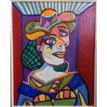 After PABLO PICASSO (1881-1973) Spanish Cubist Portrait Oil on canvas Bears signature 39.5 x 49.