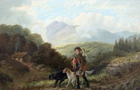 SCOTTISH SCHOOL (19th century) The Hunter's Return Oil on canvas 73 x 47 cm,