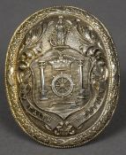 A Victorian silver gilt pendant brooch for the Worshipful Company of Turners The reverse with