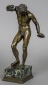 After the Antique The Uffizi Faun Bronze, standing on a marble plinth base 32.