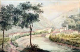 ITALIAN SCHOOL (19th century) Italianate River Landscapes Watercolours 32 x 21 cm,