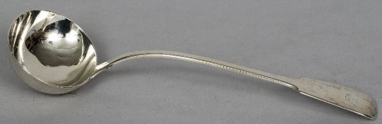 A George III silver Fiddle pattern soup ladle, hallmarked London 1795,