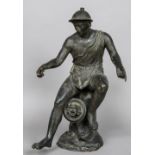 After the Antique A patinated bronze fountain formed as a classical male figure Seated above the