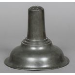 A large 19th century pewter apothecary funnel Of typical domed form. 16.5 cm high.