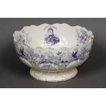 A 19th century transfer printed porcelain punch bowl Decorated with a bust of William The Fourth,