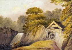 B GALE (19th century) British The Mill Wheel Watercolour Old label to verso for Marion Phipps,