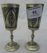 Two niello decorated silver goblets