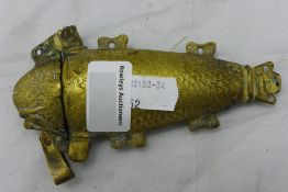 An early brass fish form box