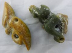 Two small carved jade animals