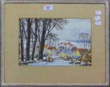 A winter scene watercolour,