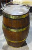 A brass bound oak barrel