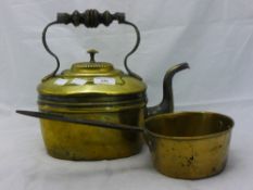 A brass kettle and a brass pan