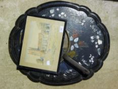 A Victorian papier mache table top,
