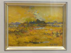 FAY HAGGI (20th century) British Landscape at Sunset Gouache Signed 11 x 8.