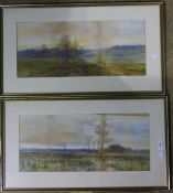 A pair of watercolours, signed F.