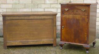 A oak blanket box and a pot cupboard