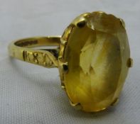 A 9 ct gold citrine set ring