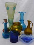 A quantity of coloured glassware