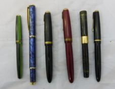 Six various fountain pens,