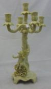 A Continental porcelain candelabra