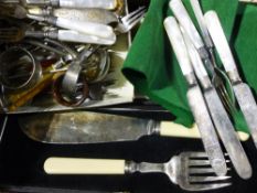 A quantity of plated cutlery etc