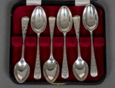 A set of six Edwardian silver teaspoons, hallmarked Sheffield 1902 and 1903,