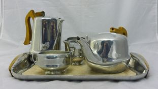 A Picquot ware tea set and tray