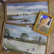 A pair of Fenland oils on board and a cat picture