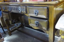 A leather topped oak desk