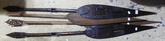 Four various tribal paddles