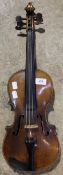 A bird's eye maple backed and ribbed violin,
