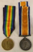 A WWI pair of medals to 201322 Pte C Barker,